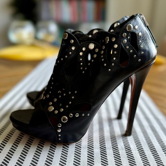 STUDDED PEEP TOE PLATFORM ALAIA BOOTIES SIZE 39.5 - Picture 2 of 7